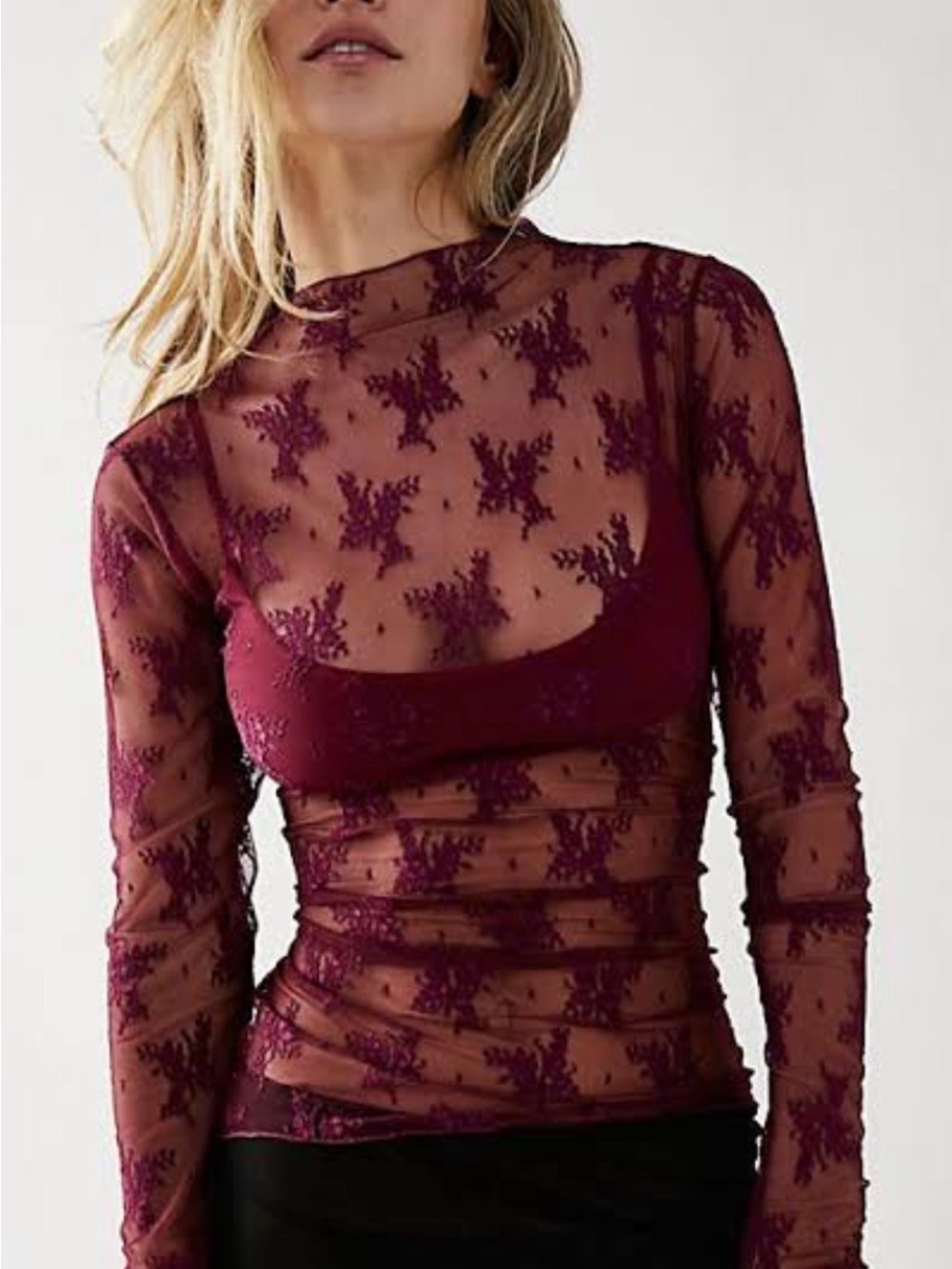 Free People Lady Lux Layering Top- Burgundy